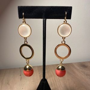 Coral,and white gold tone earrings!